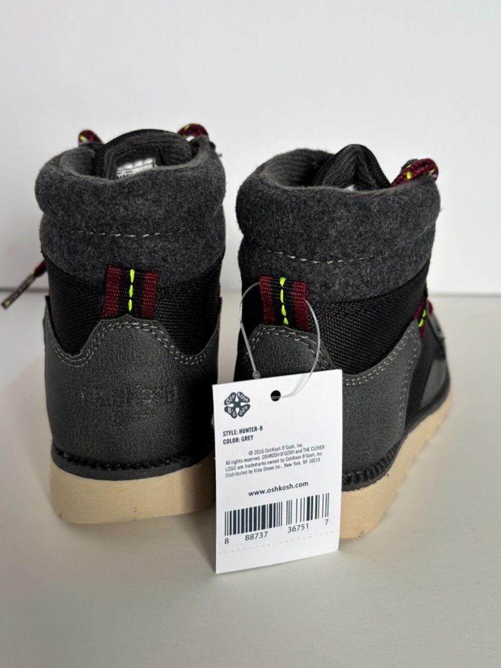 OshKosh B'gosh Toddler Boys Shoes Boots Hunter Grey Casual Fall Winter Sz 6 6T - Picture 4 of 14